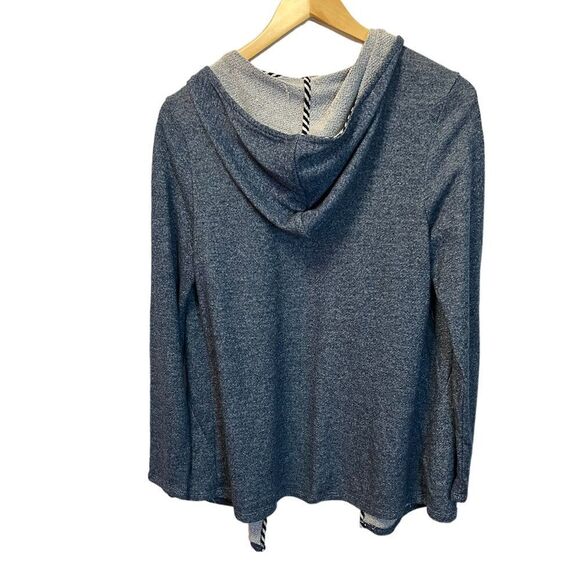 KENAR Jersey Knit Blue Loose Fit Hooded Open Cardigan M - Picture 7 of 9